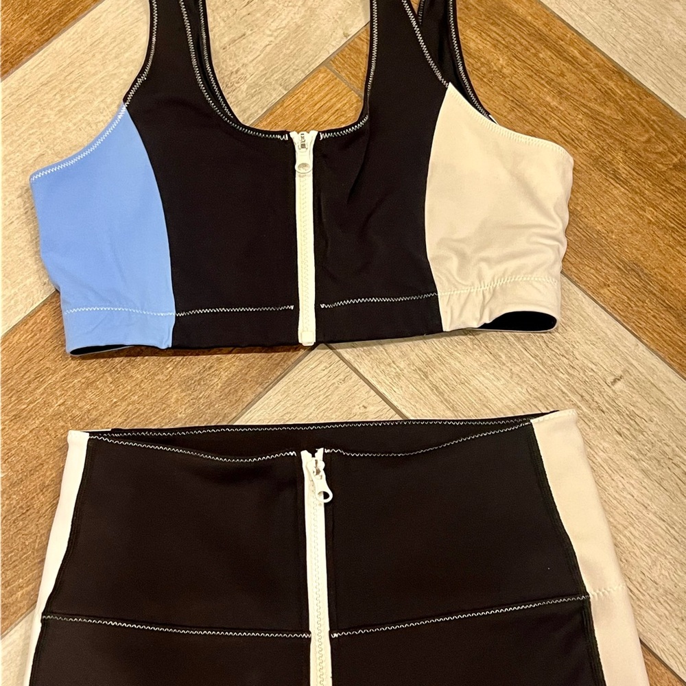 Bandier Collab Solid & Striped Zip-Up Sports Set - image 1